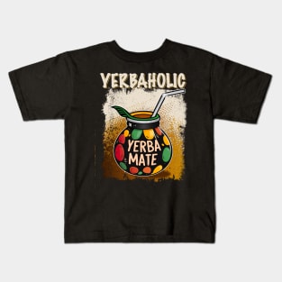 Yerbaholic | Yerba Mate Tea Lover Argentino Retro Bombilla Kids T-Shirt